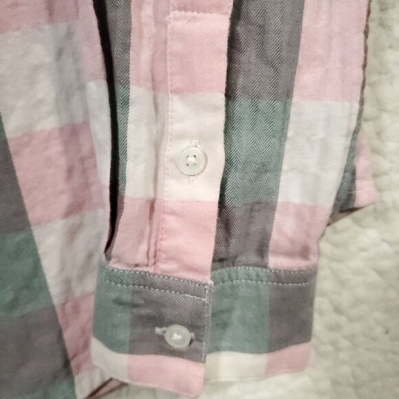 Lucky Brand Top Womens Sz S Pink Plaid Flannel Button Up Long Sleeve Soft Cotton - Picture 11 of 16